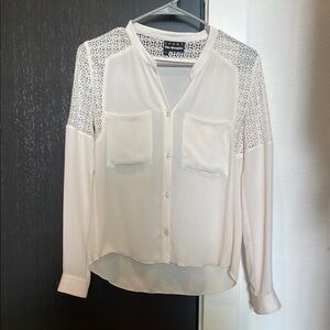 White Lace Detail Blouse